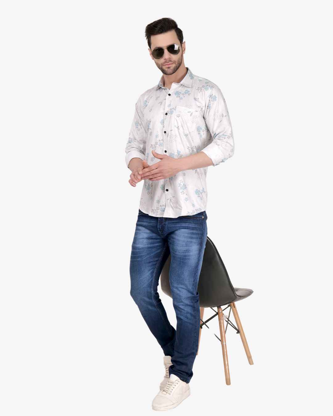 Corcul Men Satin Print Shirt | Off-White