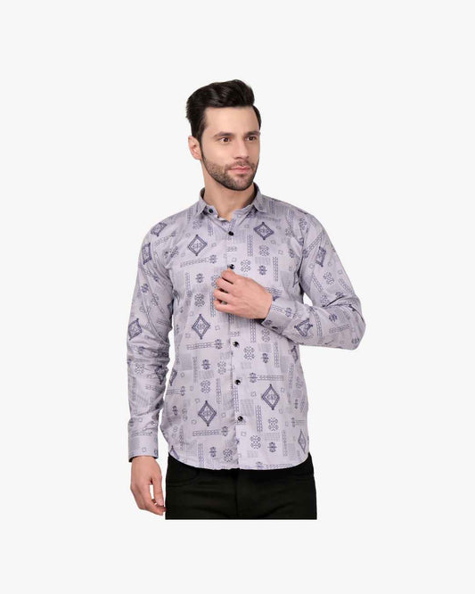Corcul Men Satin Print Shirt for Men | Grey