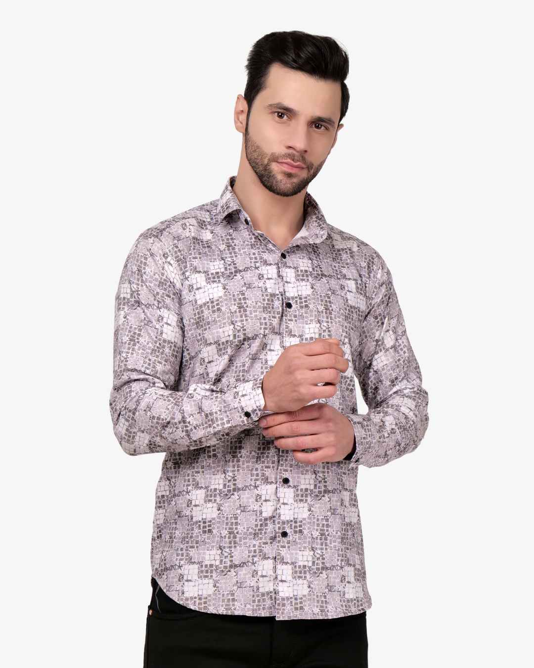 Corcul Men Oxford Print Shirt | Light Brown