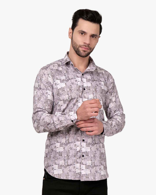 Corcul Men Oxford Print Shirt | Light Brown
