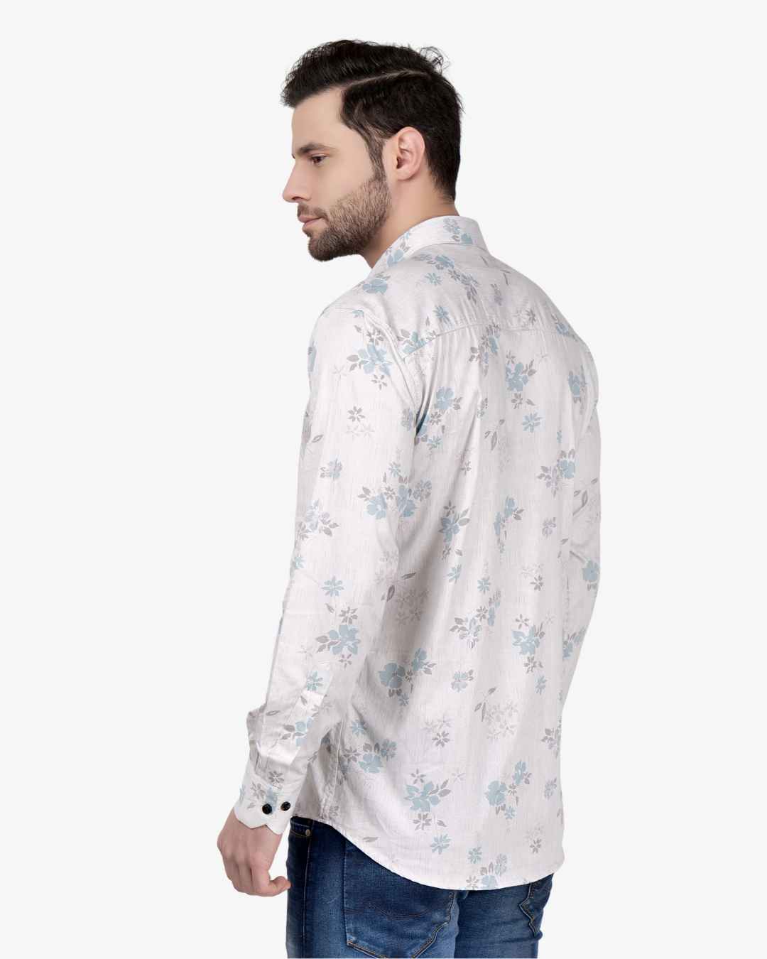 Corcul Men Satin Print Shirt | Off-White
