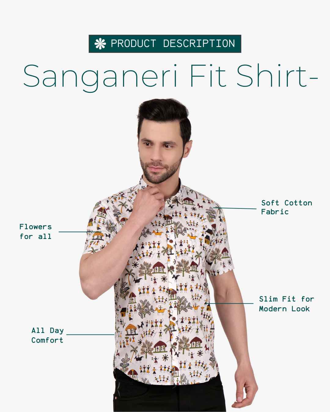 Corcul Men Sanganeri Shirt | White
