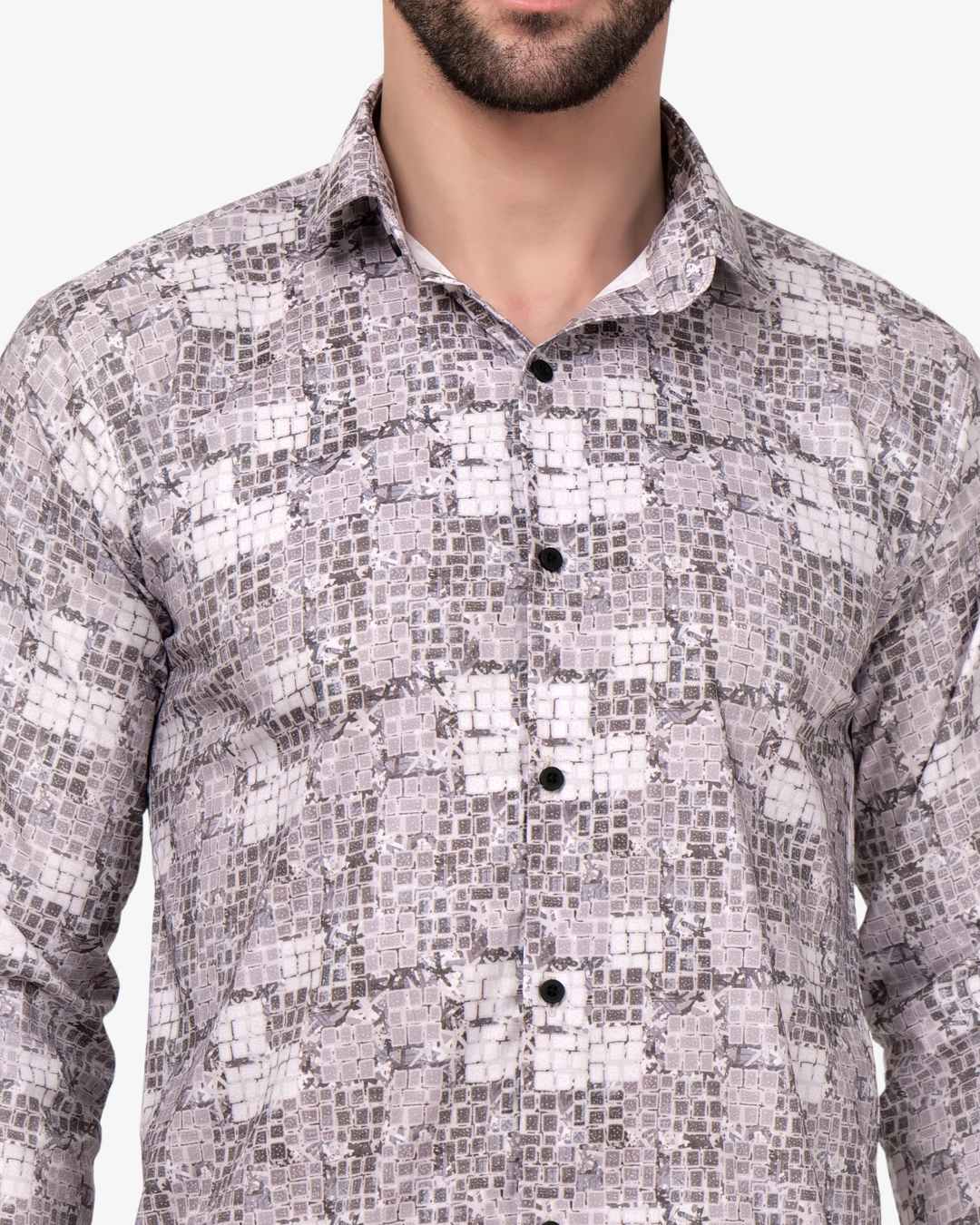 Corcul Men Oxford Print Shirt | Light Brown