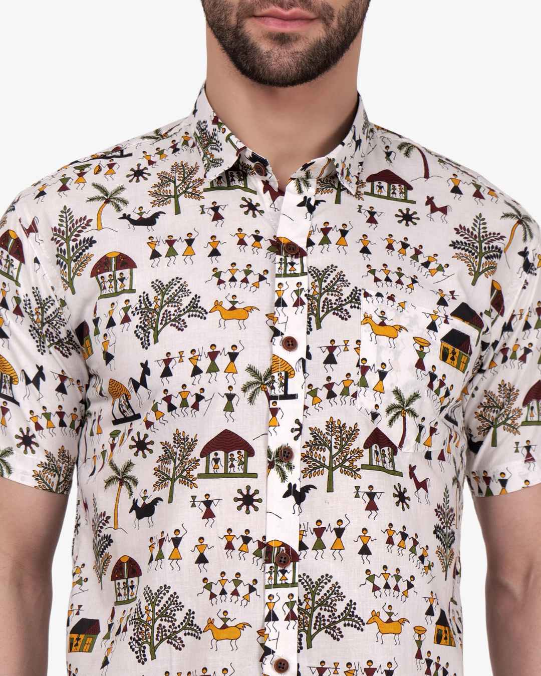 Corcul Men Sanganeri Shirt | White