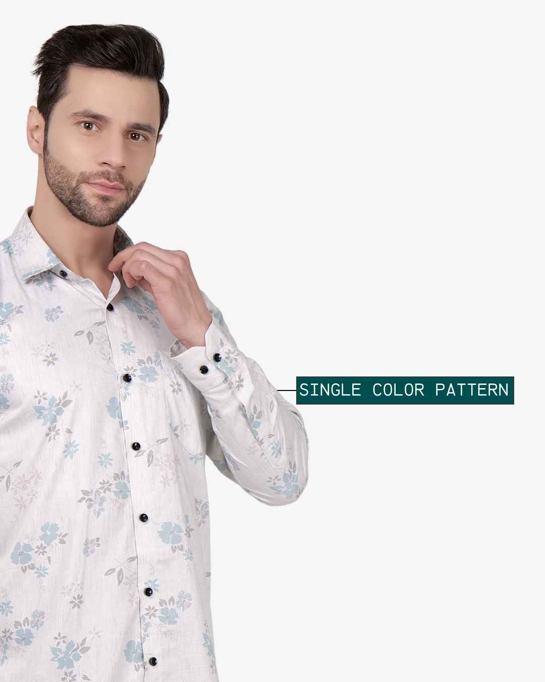 Corcul Men Satin Print Shirt | Off-White