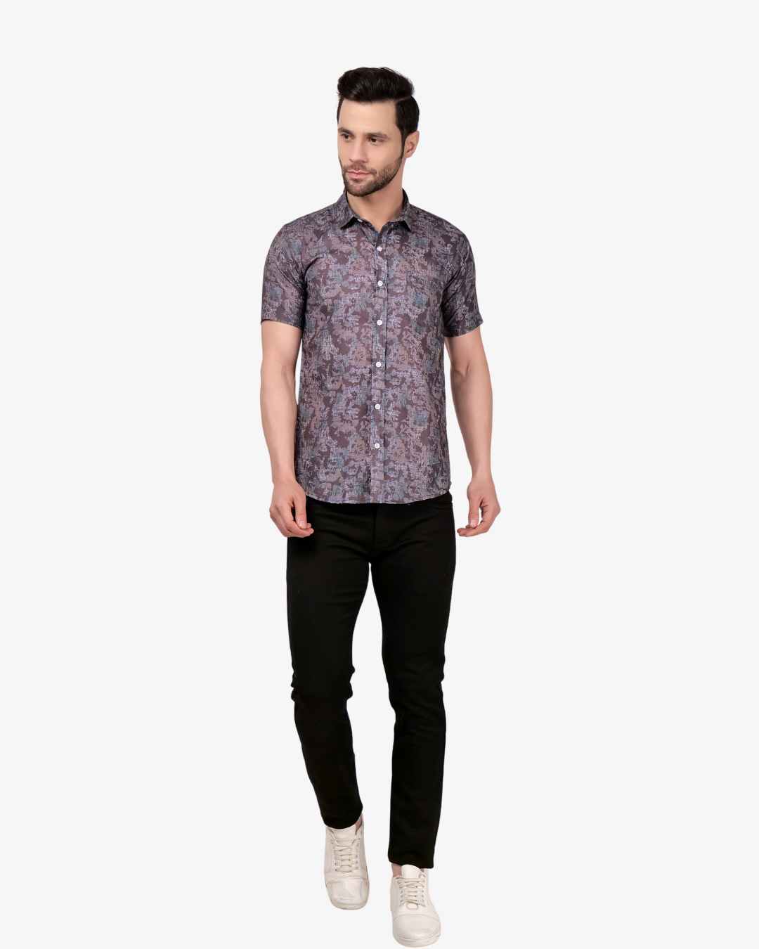 Corcul Men Oxford Print Shirt | Blackish Green