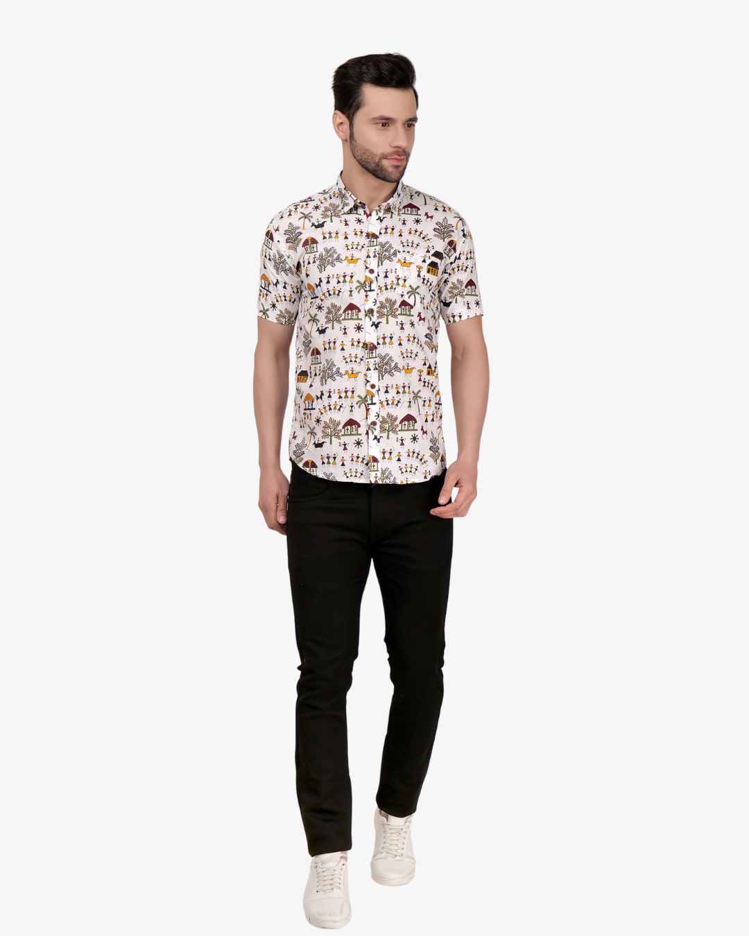 Corcul Men Sanganeri Shirt | White