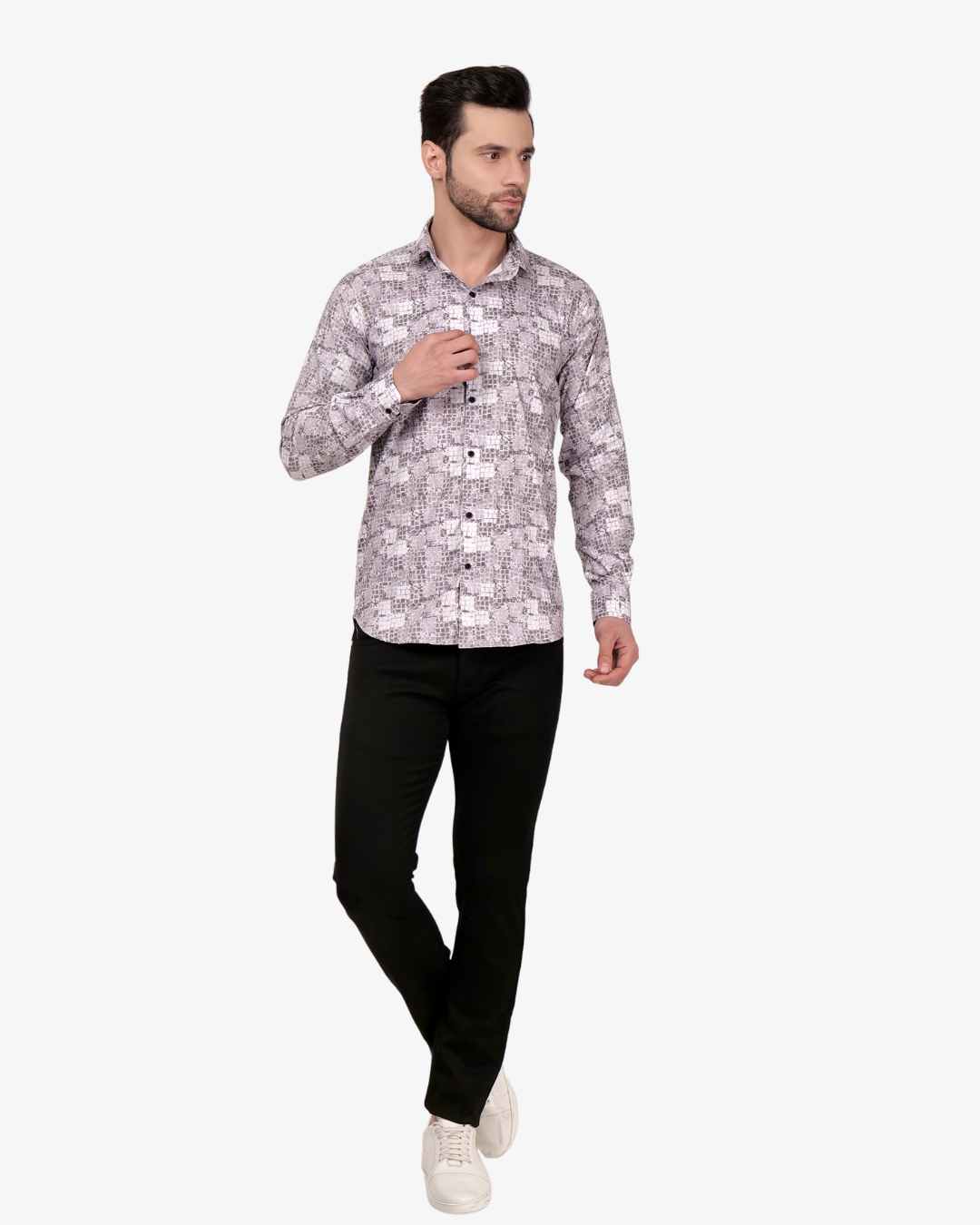 Corcul Men Oxford Print Shirt | Light Brown