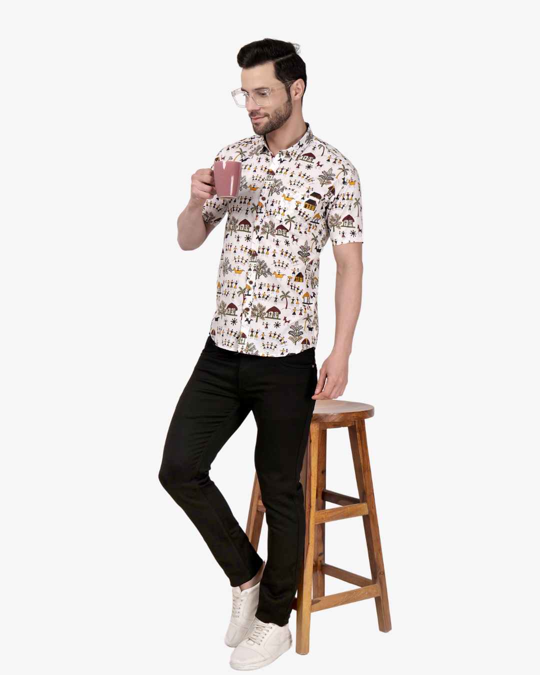 Corcul Men Sanganeri Shirt | White