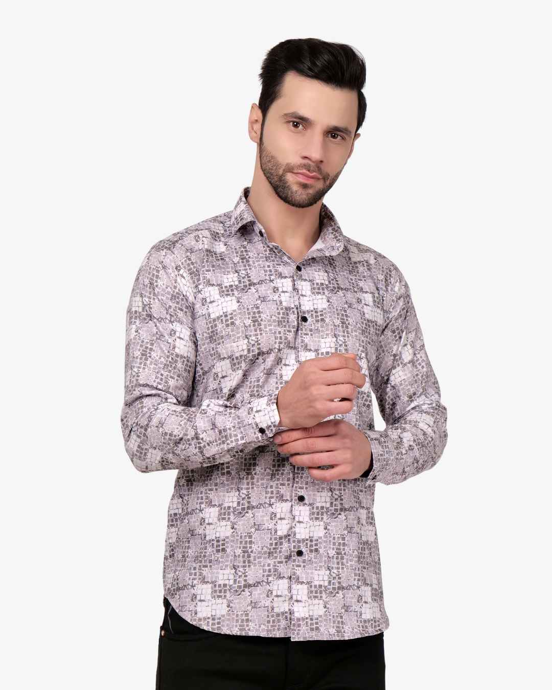 Corcul Men Oxford Print Shirt | Light Brown