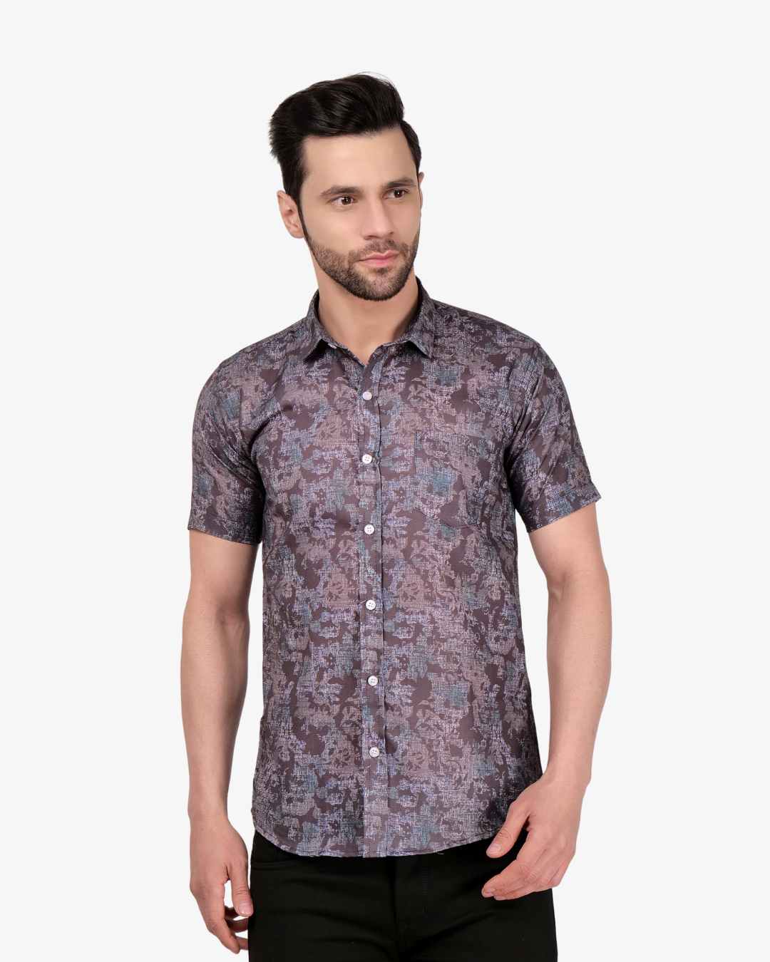 Corcul Men Oxford Print Shirt | Blackish Green