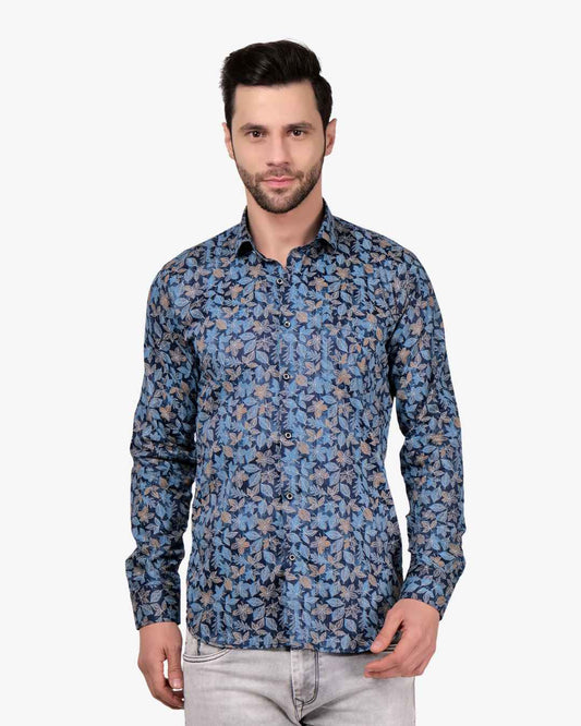 Corcul Men Floral Print Shirt | Blue