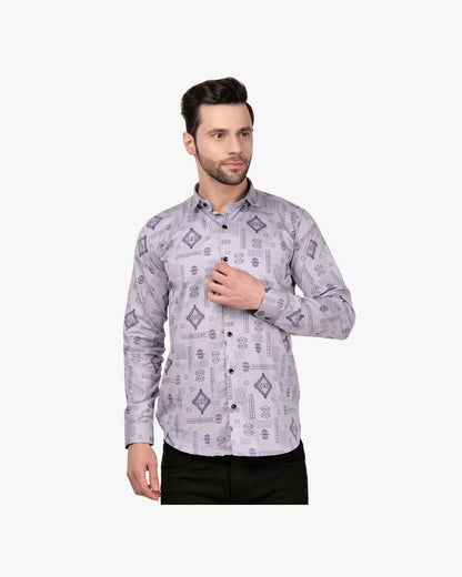 Corcul Men Satin Print Shirt for Men | Grey