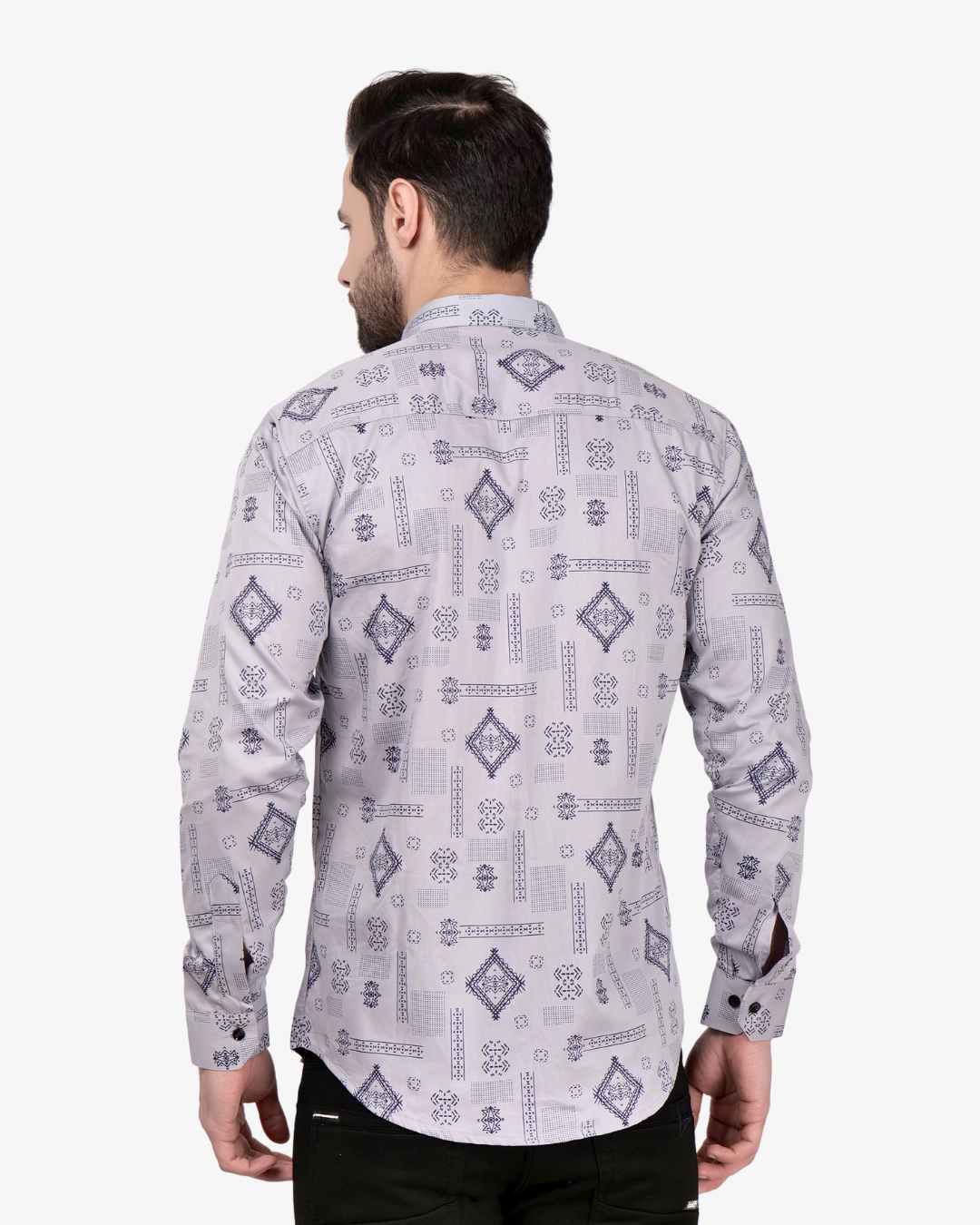 Corcul Men Satin Print Shirt for Men | Grey