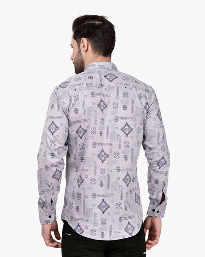 Corcul Men Satin Print Shirt for Men | Grey