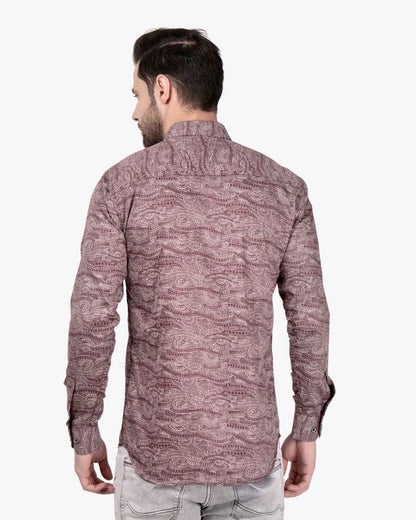 Corcul Men Satin Print Shirt | Maroon