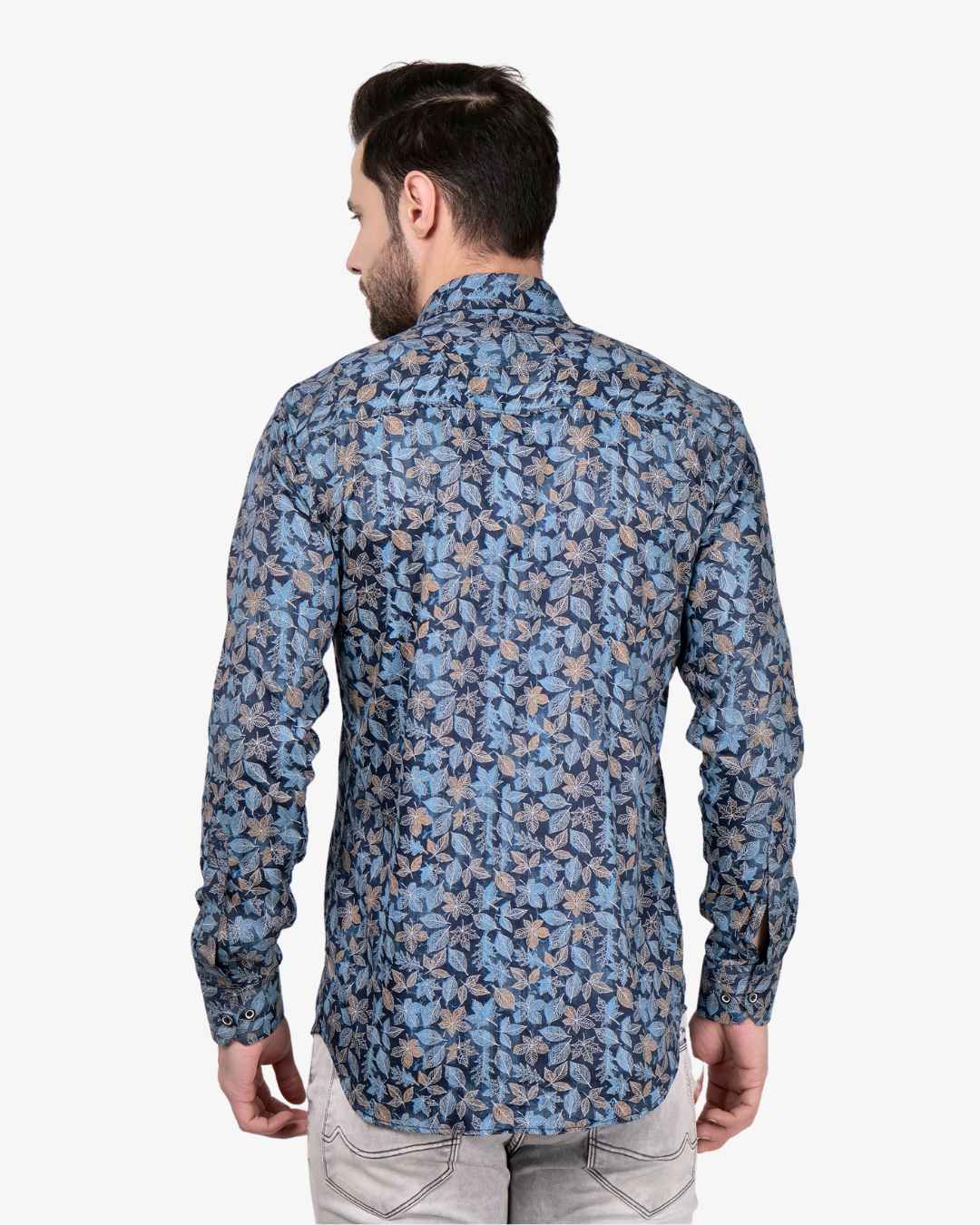 Corcul Men Floral Print Shirt | Blue