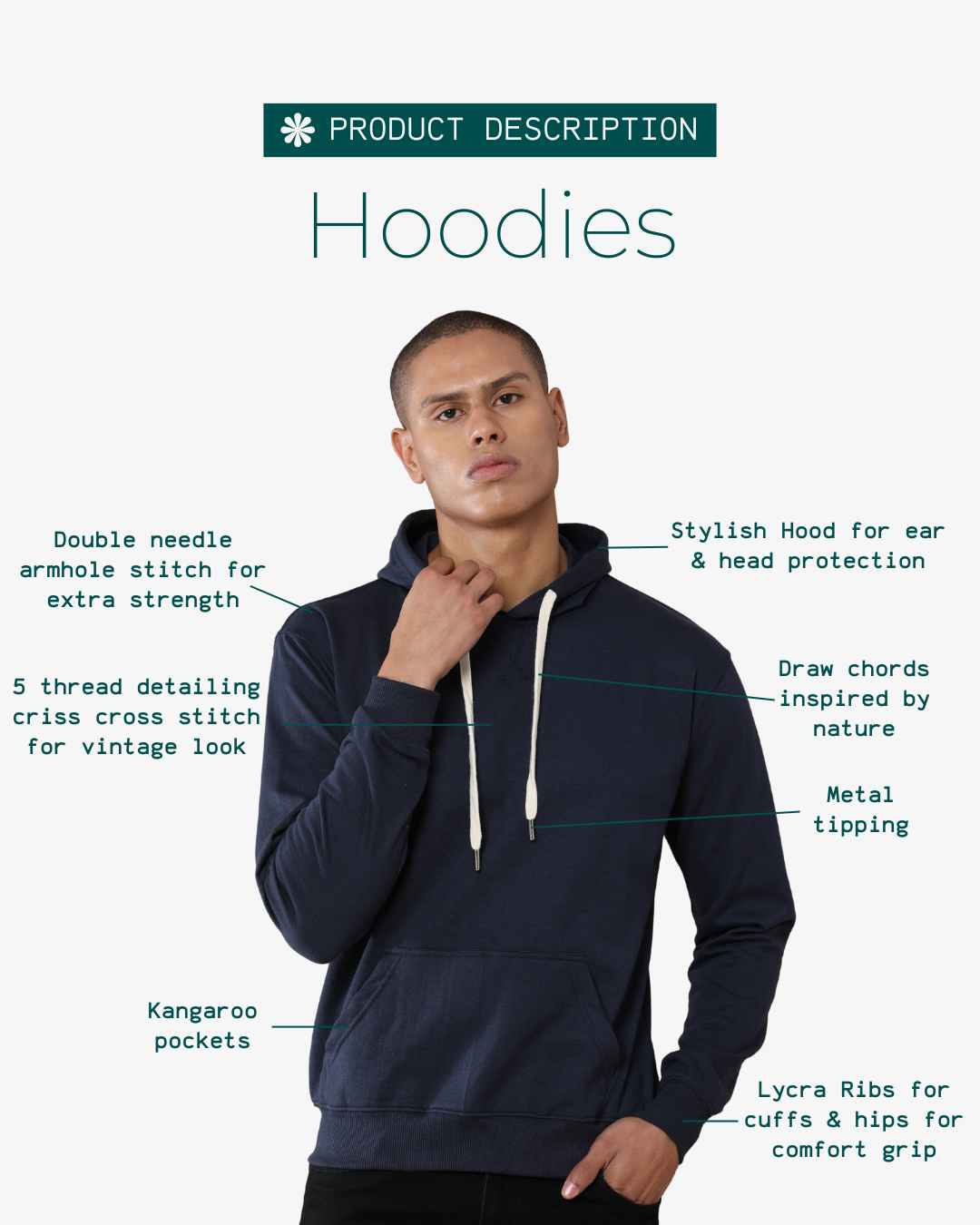 Corcul Men Midnight Navy Hoodie