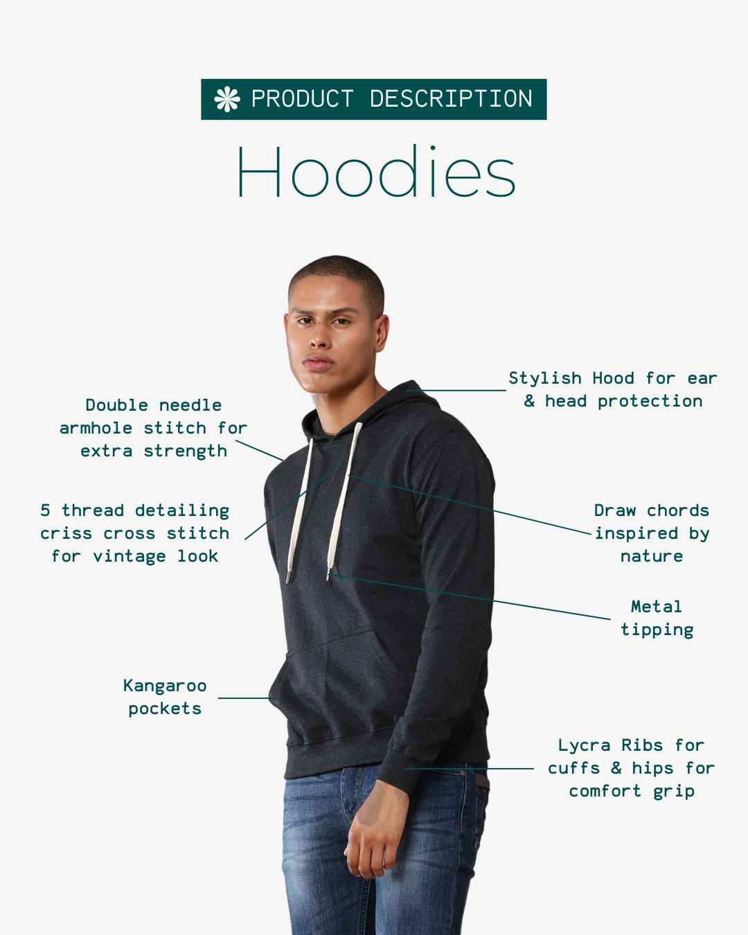 Corcul Men Classic Charcoal Hoodie