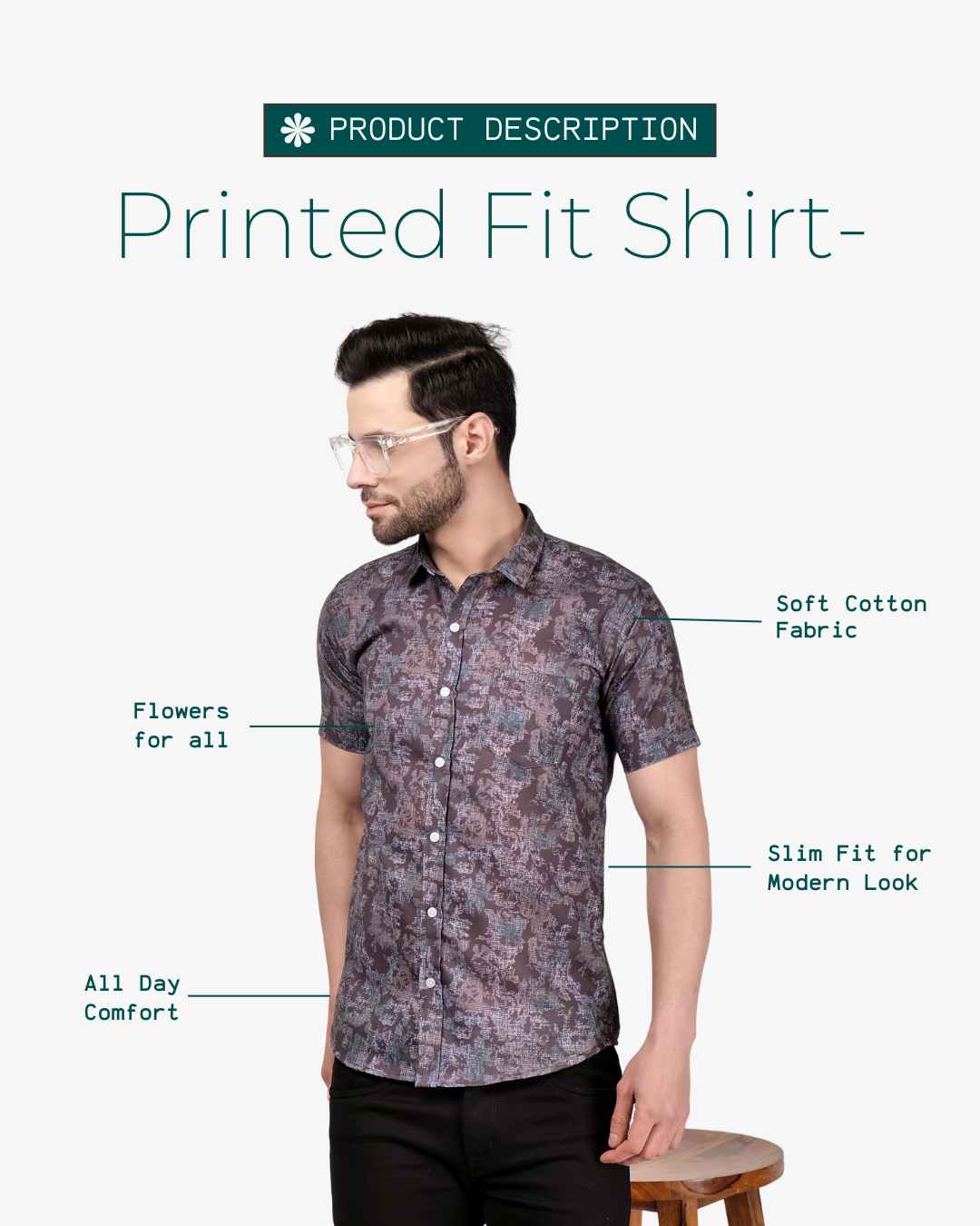 Corcul Men Oxford Print Shirt | Blackish Green