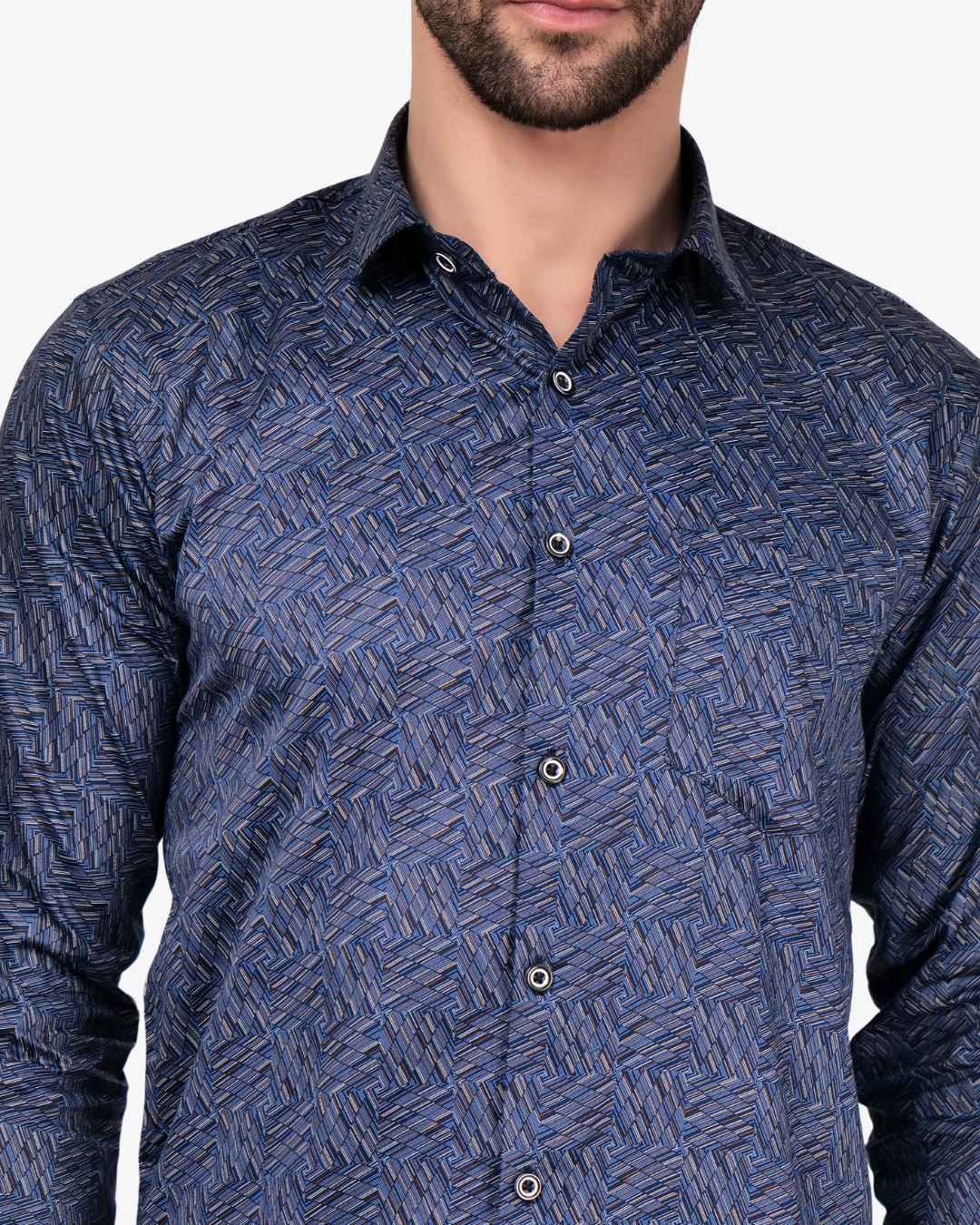 Corcul Men Satin Print Shirt | Blue