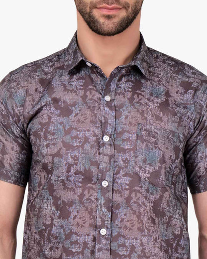 Corcul Men Oxford Print Shirt | Blackish Green