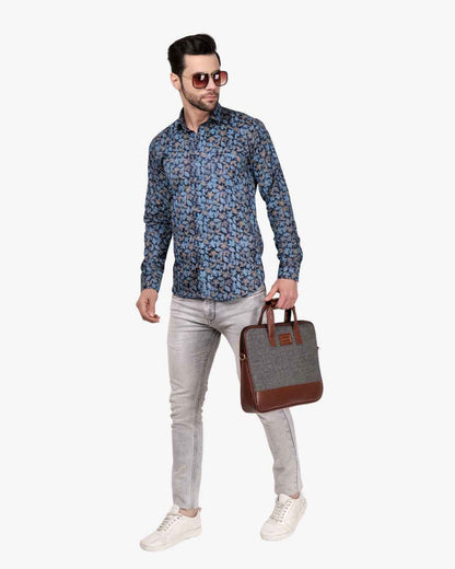 Corcul Men Floral Print Shirt | Blue