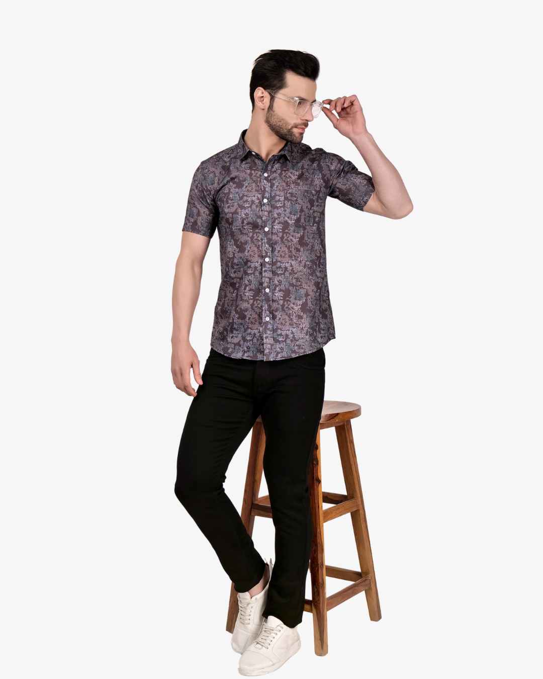 Corcul Men Oxford Print Shirt | Blackish Green