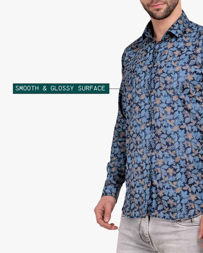 Corcul Men Floral Print Shirt | Blue