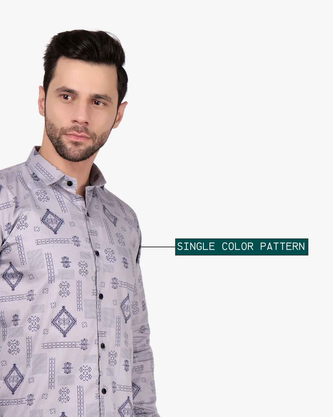 Corcul Men Satin Print Shirt for Men | Grey
