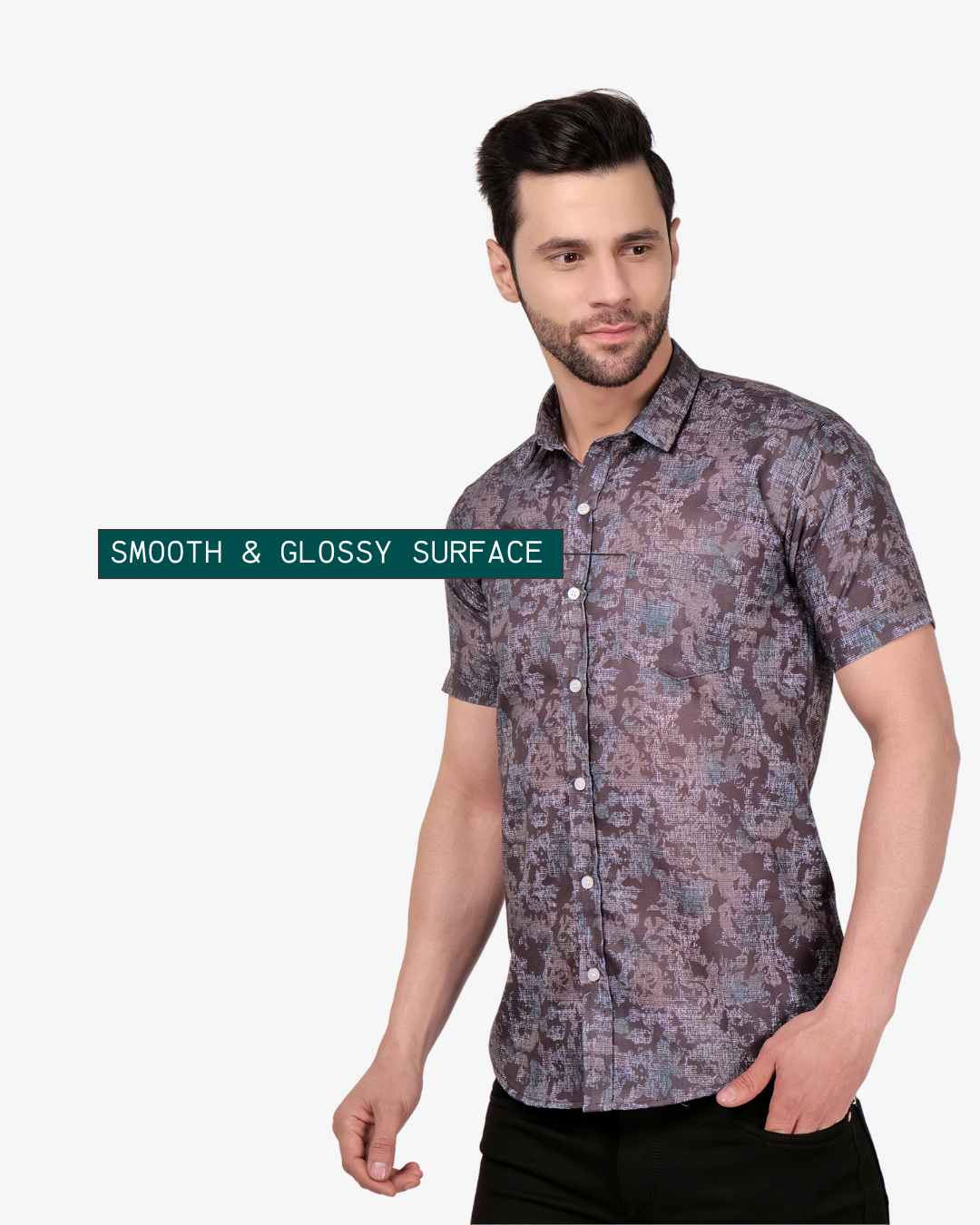 Corcul Men Oxford Print Shirt | Blackish Green