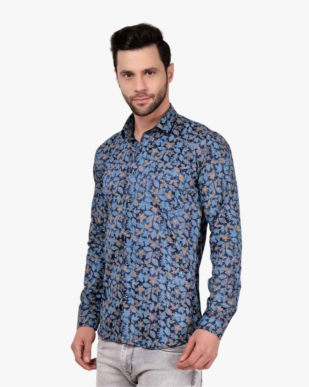 Corcul Men Floral Print Shirt | Blue