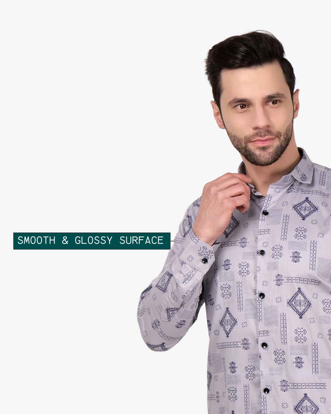 Corcul Men Satin Print Shirt for Men | Grey