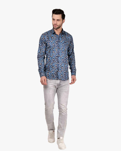 Corcul Men Floral Print Shirt | Blue