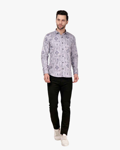 Corcul Men Satin Print Shirt for Men | Grey