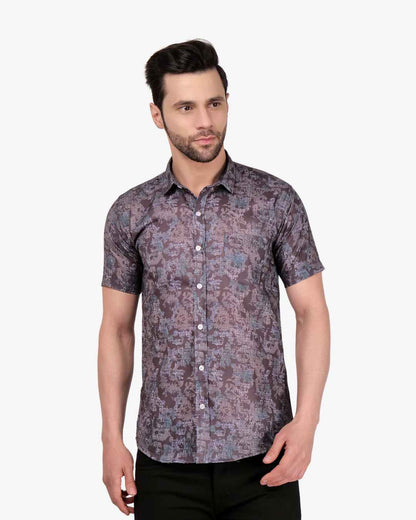 Corcul Men Oxford Print Shirt | Blackish Green